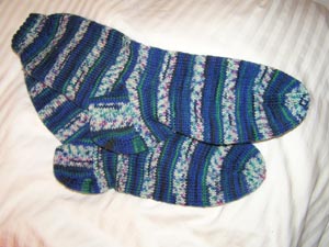 blaugeringelte Socken