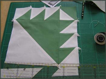 grün-weißer Quiltblock